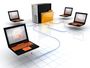 Server connected to four laptops.